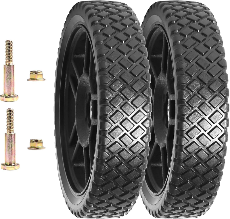 Lawn Mower Wheels 8 Inch Set 2 Push Mower Universal Hub 1-1/4" Bearing 1/2