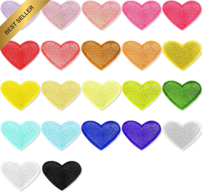 Heart Iron on Patches, 44 PCS Heart Embroidered Patches for Clothing Repair, Dec