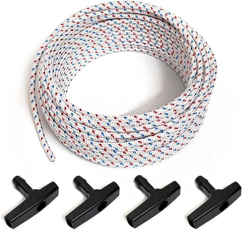 Pull Cord Rope 50Ft 4Mm Starter Kit for Mower Chainsaw Snowblower Engine Briggs