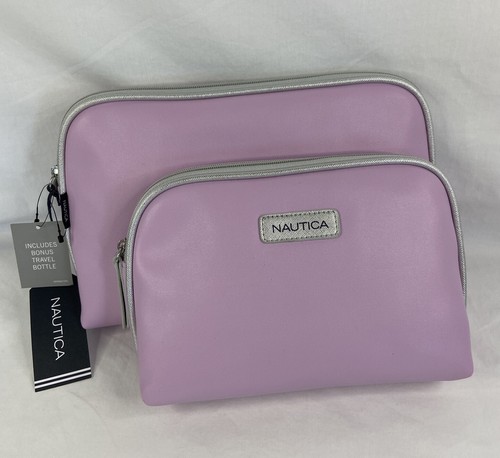 Nautica 2 Piece Trap Case Cosmetic Makeup Bags Cradle Pink Lilac NWT