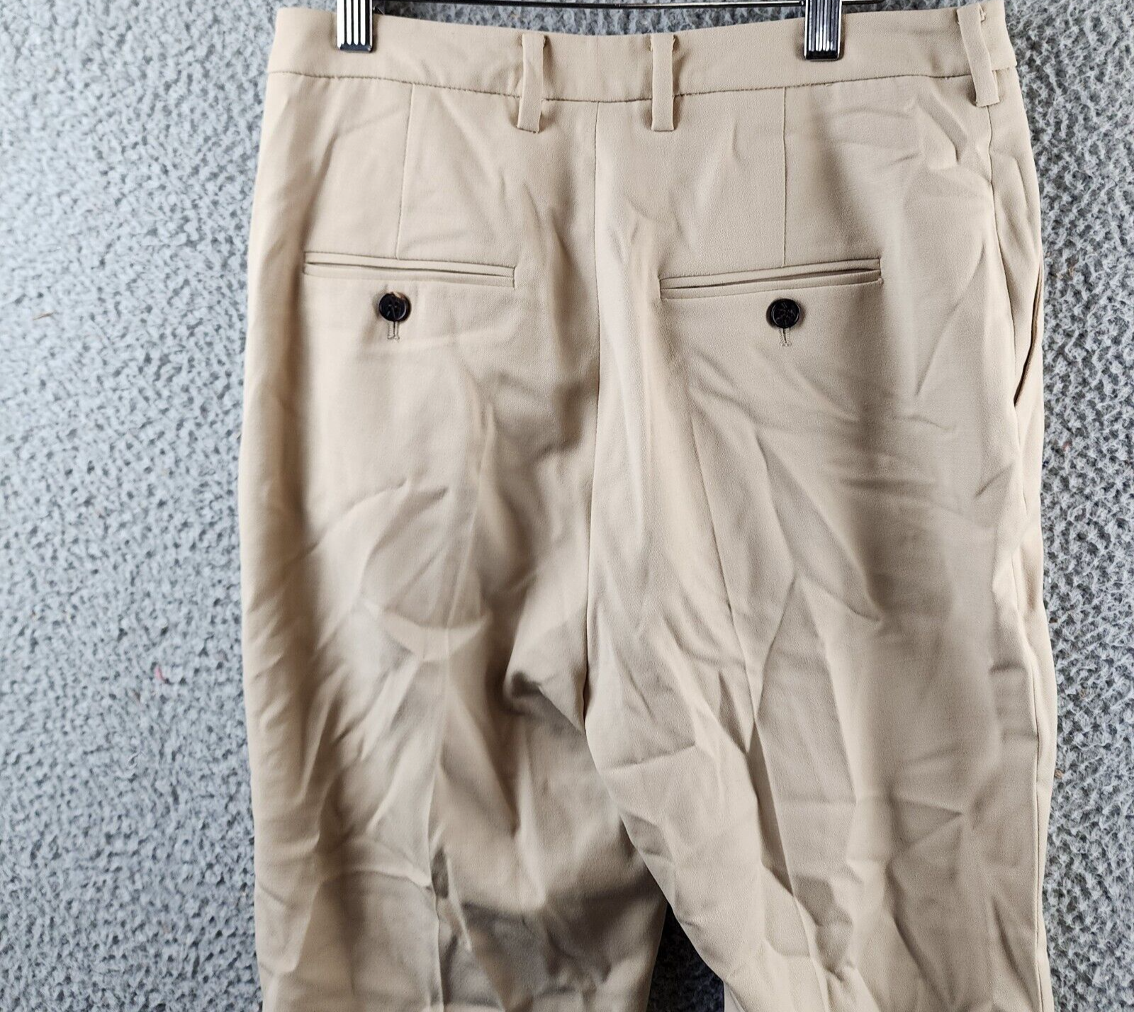 LVIR High Rise Solid Wool Blend Straight Leg Pants Womens M Beige Zip Hook & Eye - Picture 11 of 12