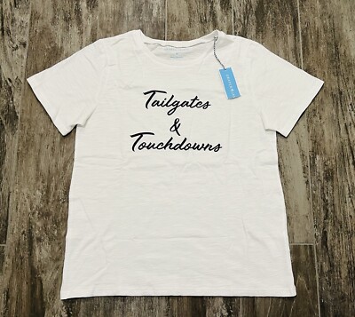 NWT Draper James Tailgates & Touchdowns Medium Football Graphic Cotton Tee NEW