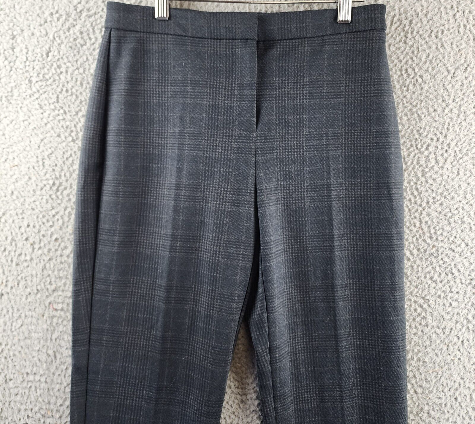 Kobi Halperin Lisa Cropped Check Cigarette Pants Women's 6 Navy Zip Hook & Bar - Picture 4 of 14