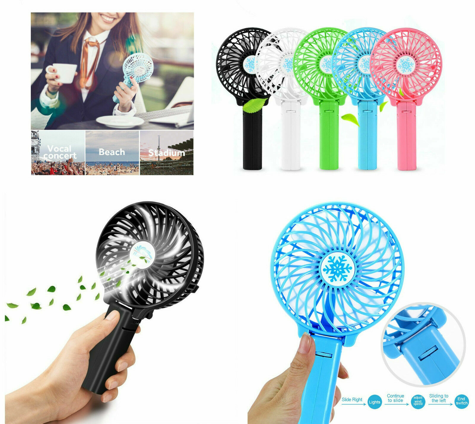 Mini Ventilatore Portatile Viaggio Batteria Ricaricabile Usb Ufficio Auto cir