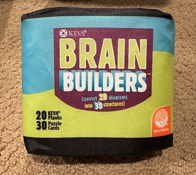 Keva Brain Builders (Mindware) 20 Planks, 30 Puzzle Cards STEM Complete Set