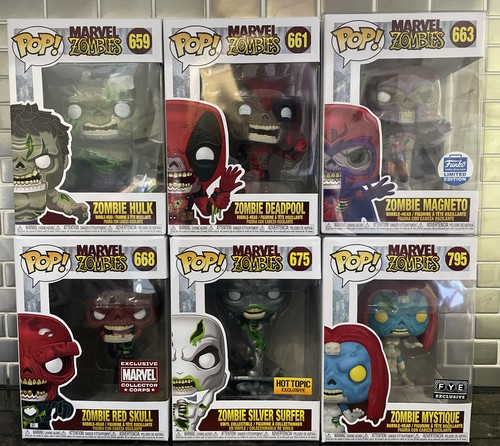 Funko Pop Lot 6 Zombie Magneto 663 Deadpool Hulk RedSkull