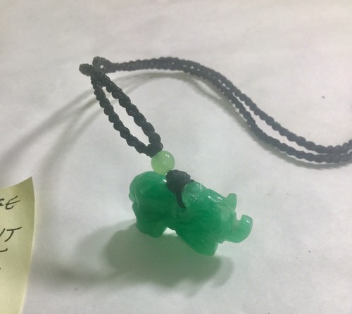 Vintage Jade Carved Elephant Pendant 35mm By 20mm