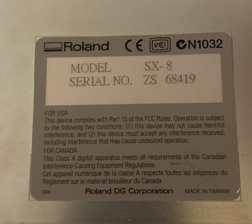 Roland STIKA Model SX-8 Plotter/Cutter Vinyl Design Machine * For Parts*