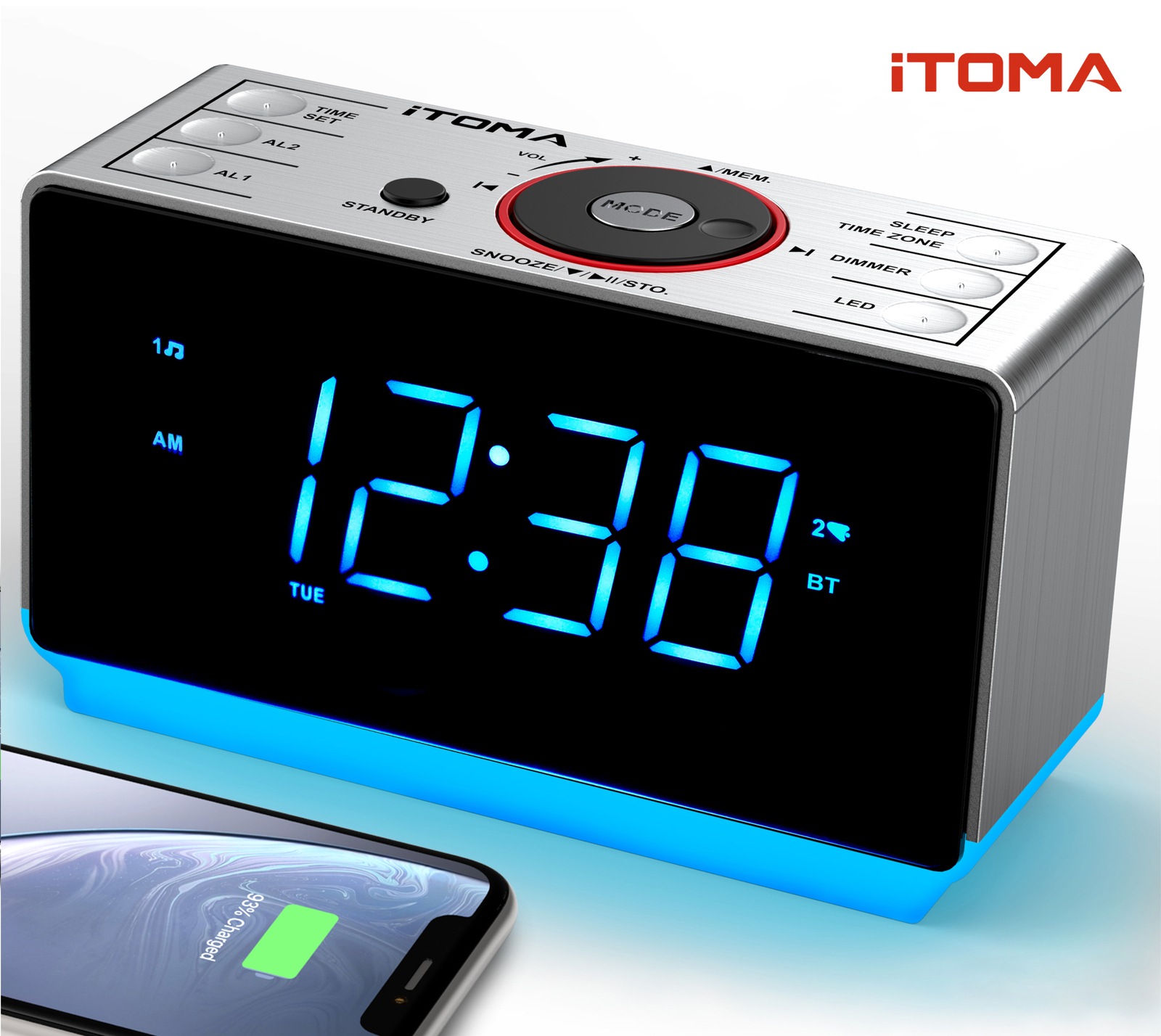 Radio Fm Digital Radio Tabletop Dual Alarm Bt Speaker W/usb 
