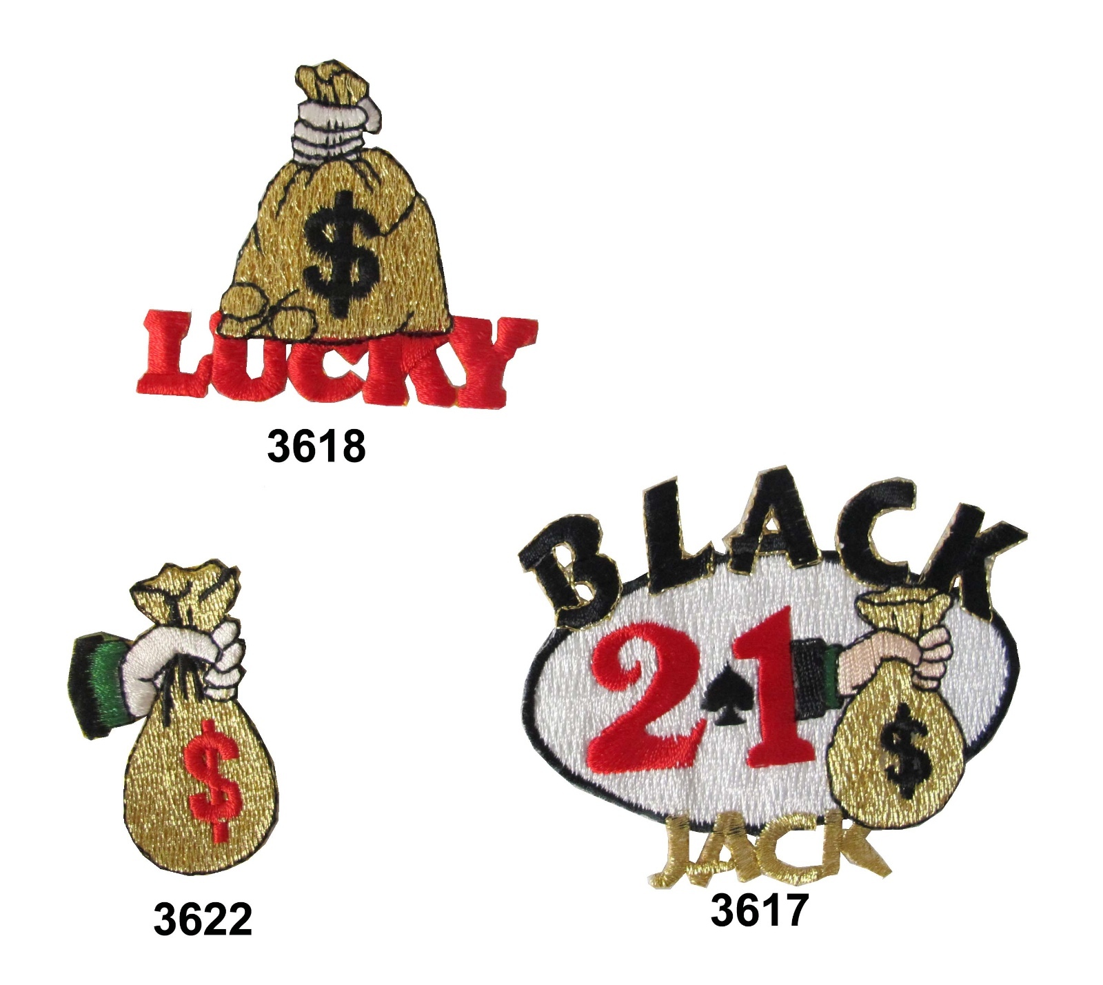 Casino Luck,Money Bag,Black Jack Embroidery Iron On Applique
