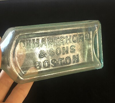 Antique Dr Hartshorn & Sons Boston Aqua Glass Medicine Bottle Quack 