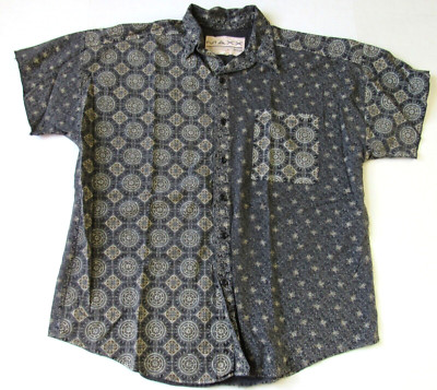 Maxx FM Vintage Mixed Pattern Button Down Short Sleeve Shirt Men's L Large READ