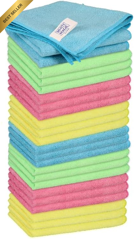 Recycled Multi-Purpose Microfibre Cleaning Cloths 24 Pack, 32 X 32 Cm, Eco-Frien