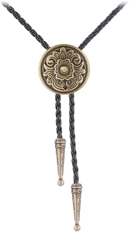 Native American Bolo Tie Rodeo Cowboy Leather Necktie Western Necklace Costume A