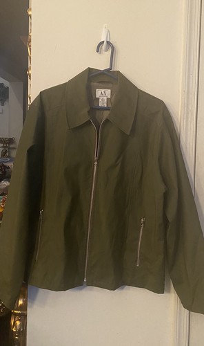 New Armani Exchange Men's Zip Up Green Bomber Jacket Size XL