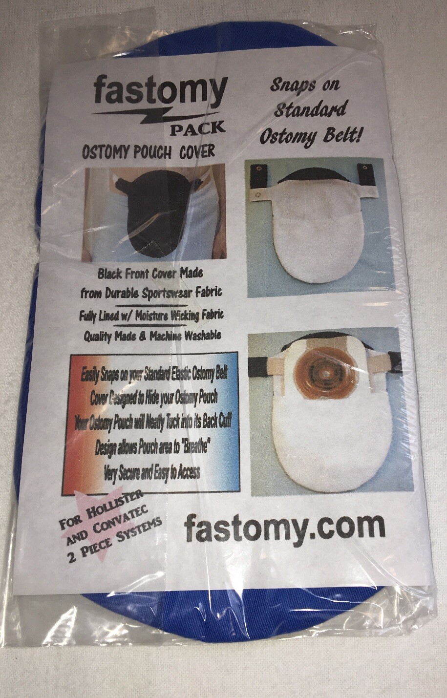 Fastomy Medium Blue Ostomy Colostomy Pouch Bag Cover Convatec & Hollister