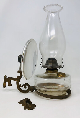 Primitive Hand Blown Glass On Sale.......Antique 19th Century Marble and Brass Whale Oil Hurricane Lamp