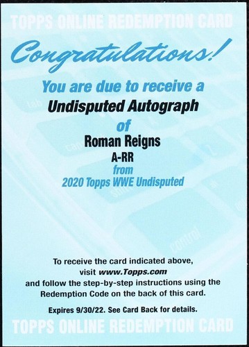 2020 Topps WWE Undisputed - Roman Reigns #A-RR