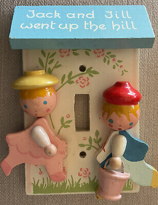 Vintage Wooden Jack and Jill Light Switch Plate Cover Nursery  Irmi 5'' 3D GC