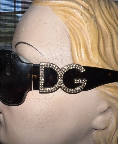 Dolce & Gabbana Brown Tortoise LOGO Rhinestone Sunglasses DG
