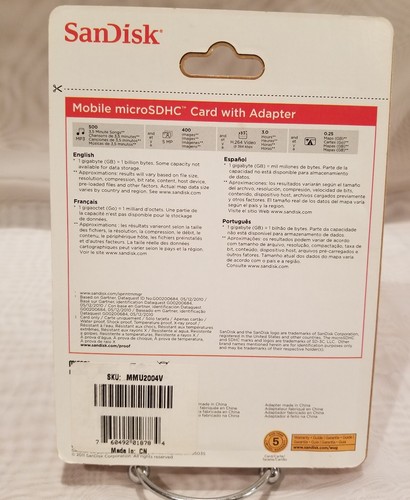 SanDisk #1 Global Leader in Flash Memory  Card 4GB microSDHC Card w Adapter