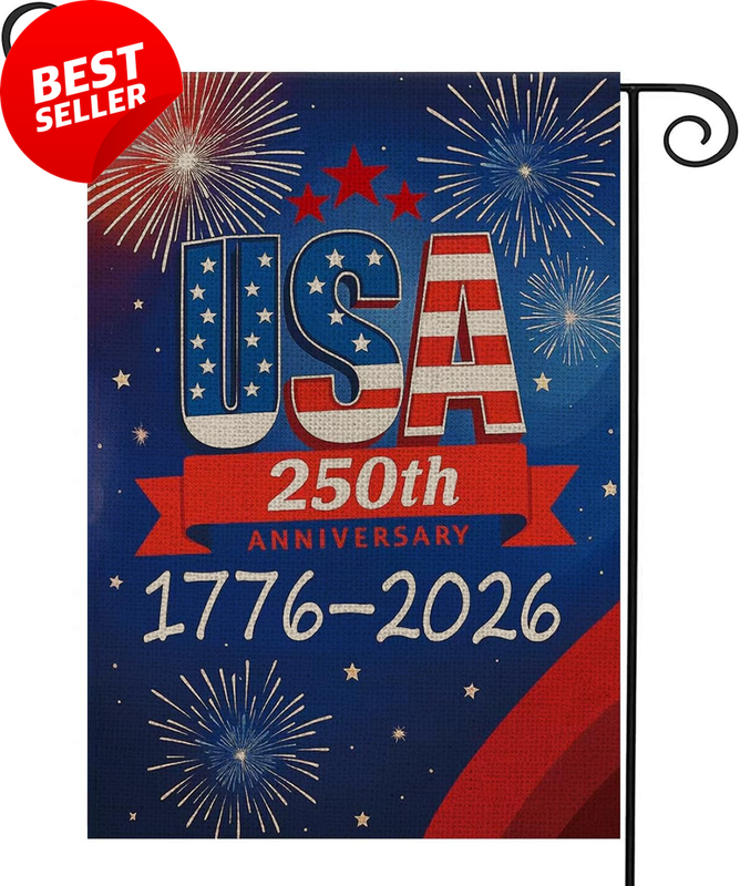 250th Anniversary USA Garden Flag 1776-2026 Patriotic Waterproof 12x18