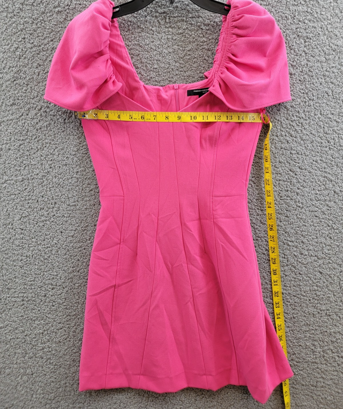 French Connection Whisper Gathered-Sleeve Dress Women's 0 Raspberry Sorbet S/S - Picture 7 of 16