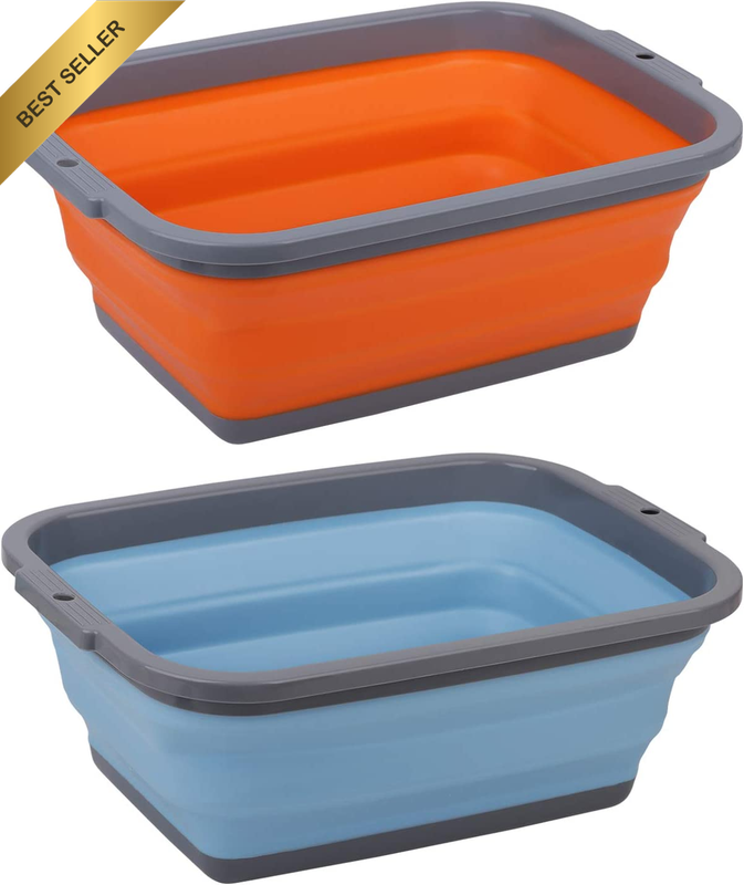 2 Pack Collapsible Sink with 2.25 Gal / 8.5L Each, Foldable Dish Tub for Washing