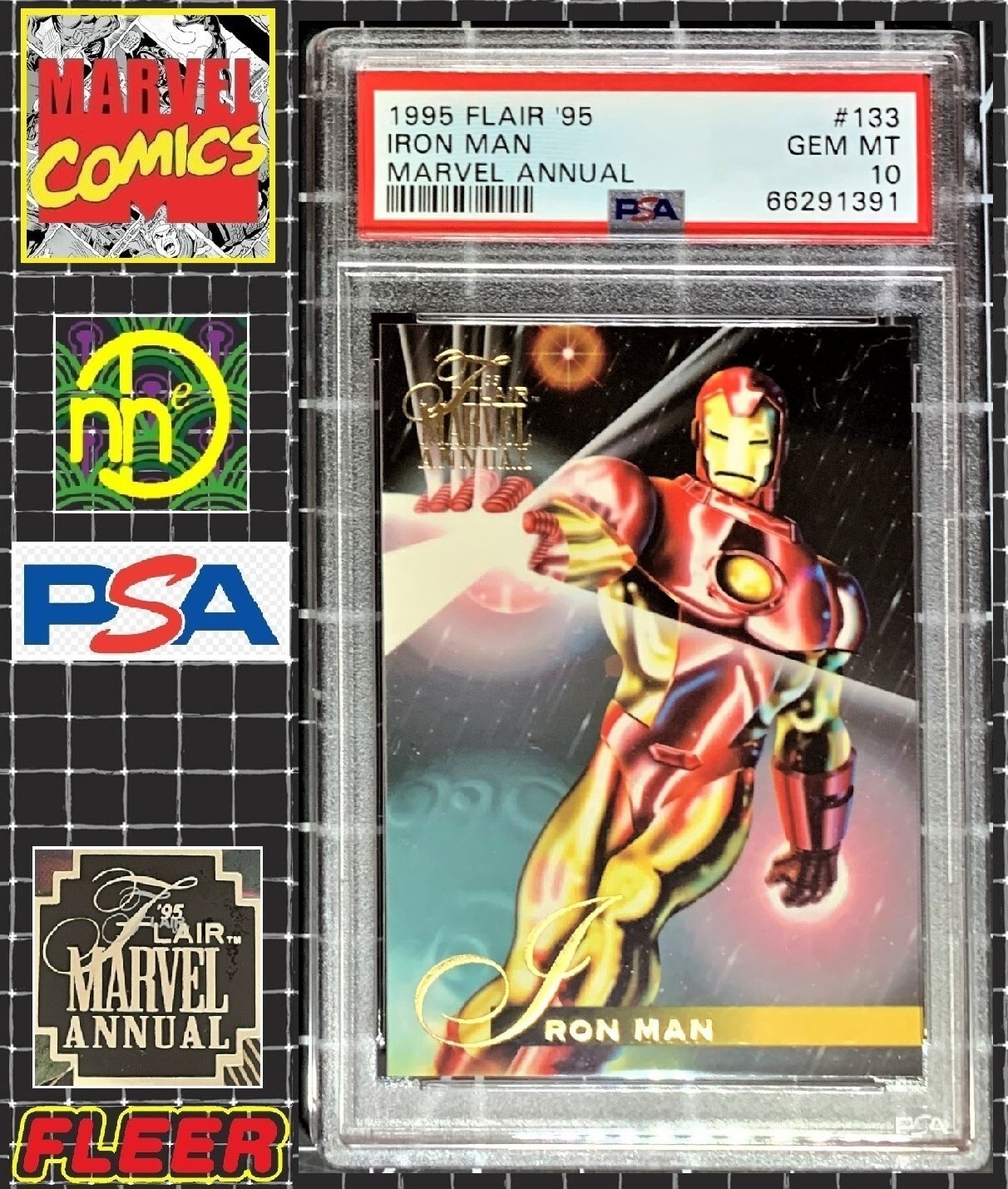 1995 Marvel Annual Flair - #133 Iron Man - PSA 10 GEM MINT