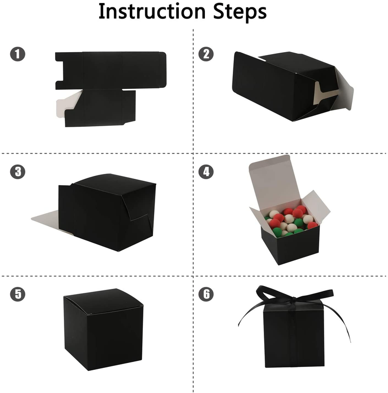 60Pcs Wedding Favor Boxes, Paper Gift Boxes 3X3X3 Inches Small Gift Boxes with R