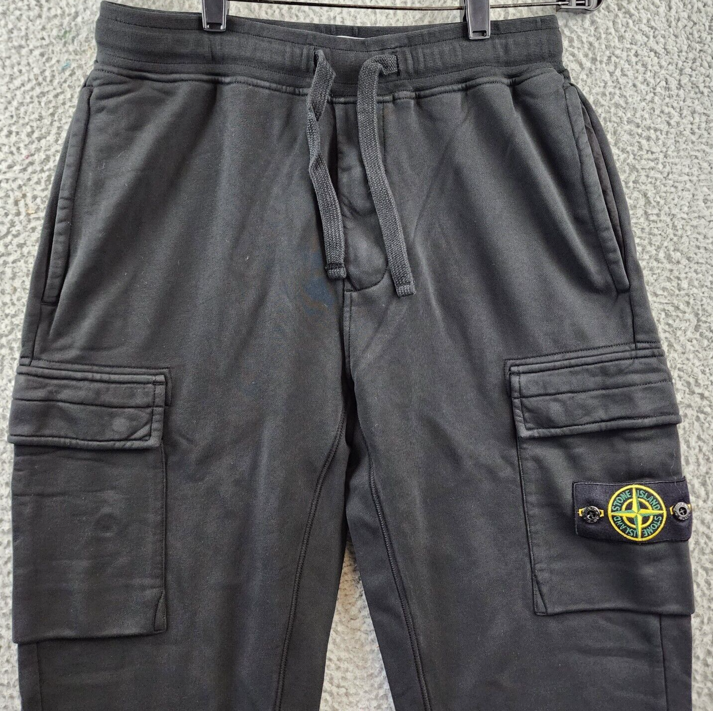 STONE ISLAND Fleece Cargo Jogger Pants Men's Black Pocket STONE ISLAND Fleece Cargo Jogger Pants Men's Black Pocket