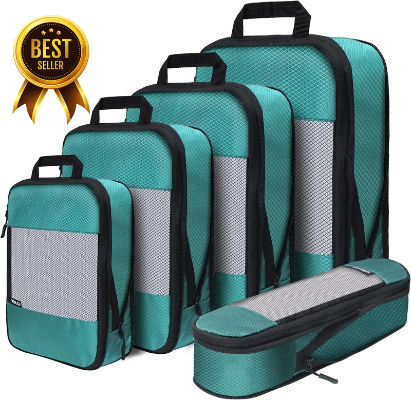 Compression Packing Cubes for Suitcases,5 Set Travel Essentials, Lightweight Lug