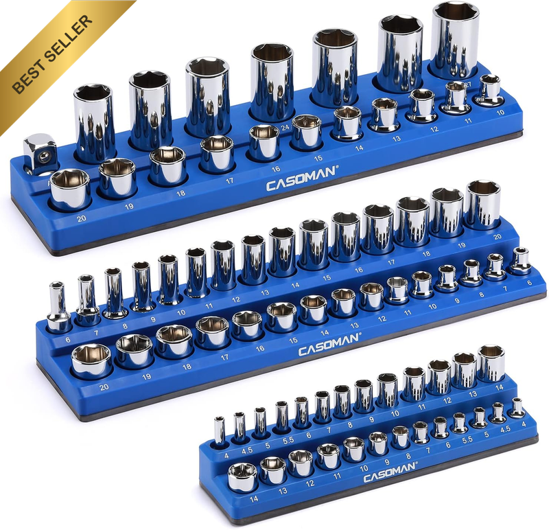 Magnetic Socket Organizer 3Pcs Set, 1/4