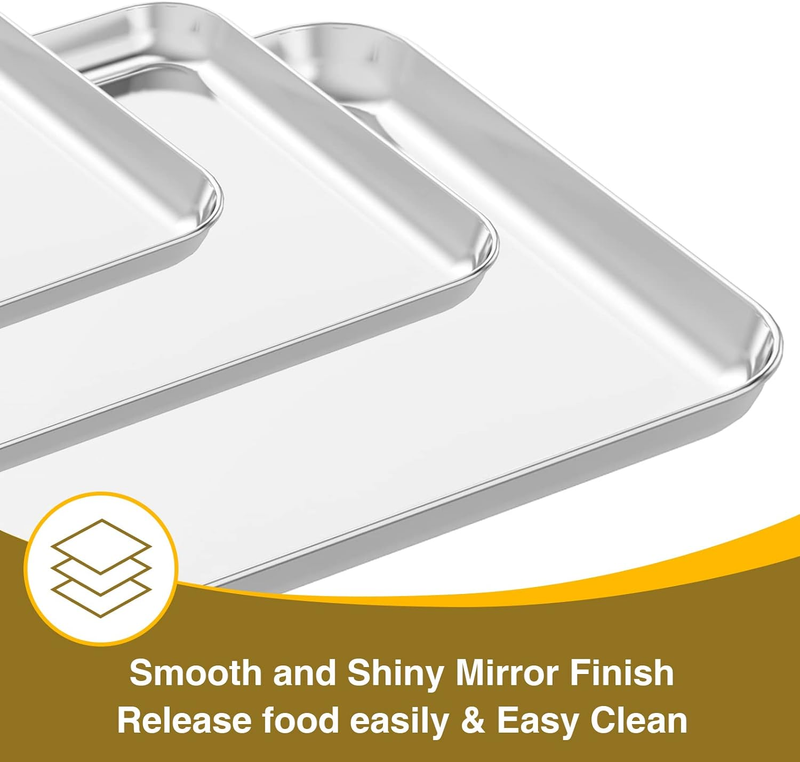 Baking Sheet with Rack Set (3 Pans + 3 Racks), Stainless Steel Baking Pan Cookie