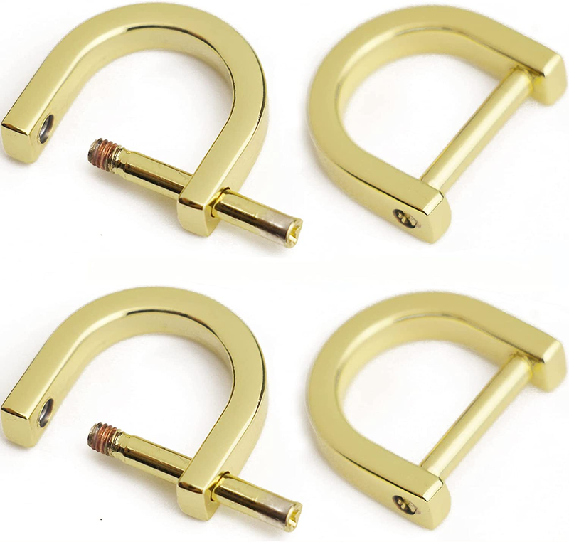 Gold D Rings for Purses, D-Ring with Screw for Crossbody Bag Purse Craft, 4 Sets