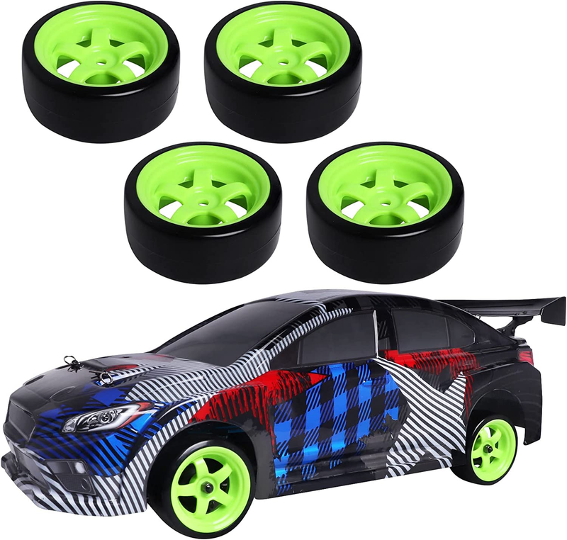 Hobbyfire 12mm Hex RC Drift Car Wheels and Hard Slick Tires for 1/10 Scale Tr...