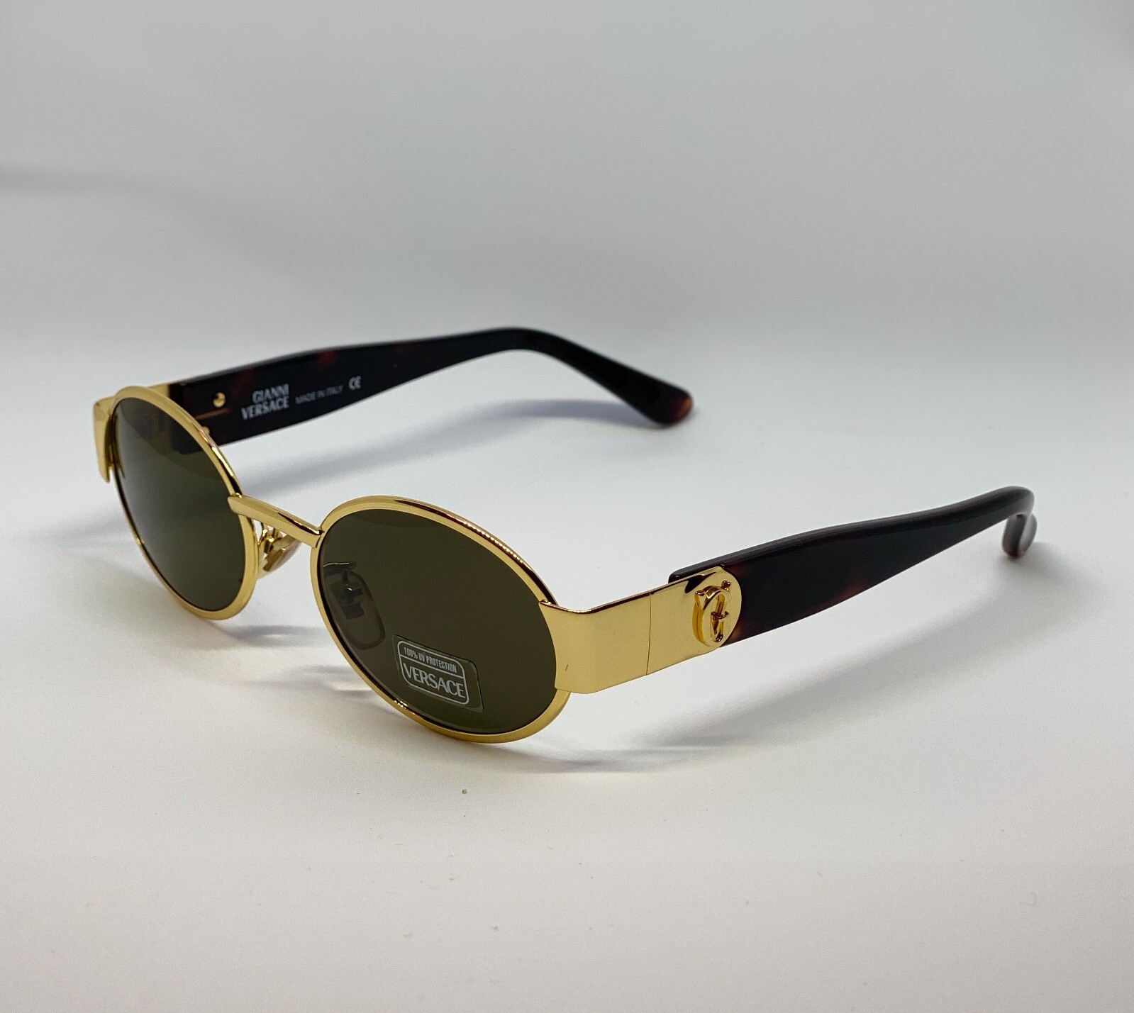Rare 1980's Vintage GIANNI VERSACE Gold&brown GV LOGO Rare 1980's Vintage GIANNI VERSACE Gold&brown GV LOGO