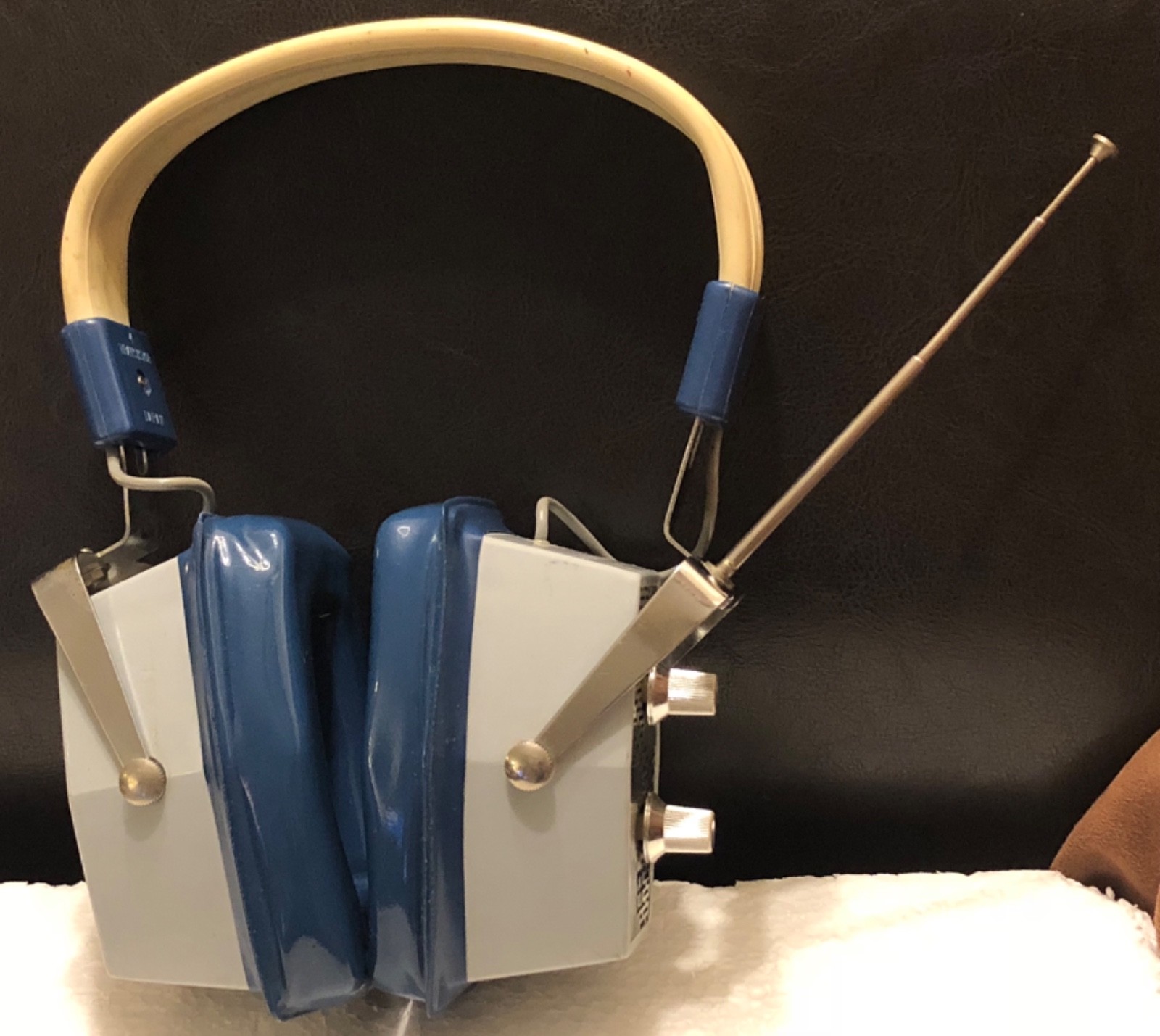 Vtg Solid State Transistor Radio Headphones Headset Alaron Japan Display