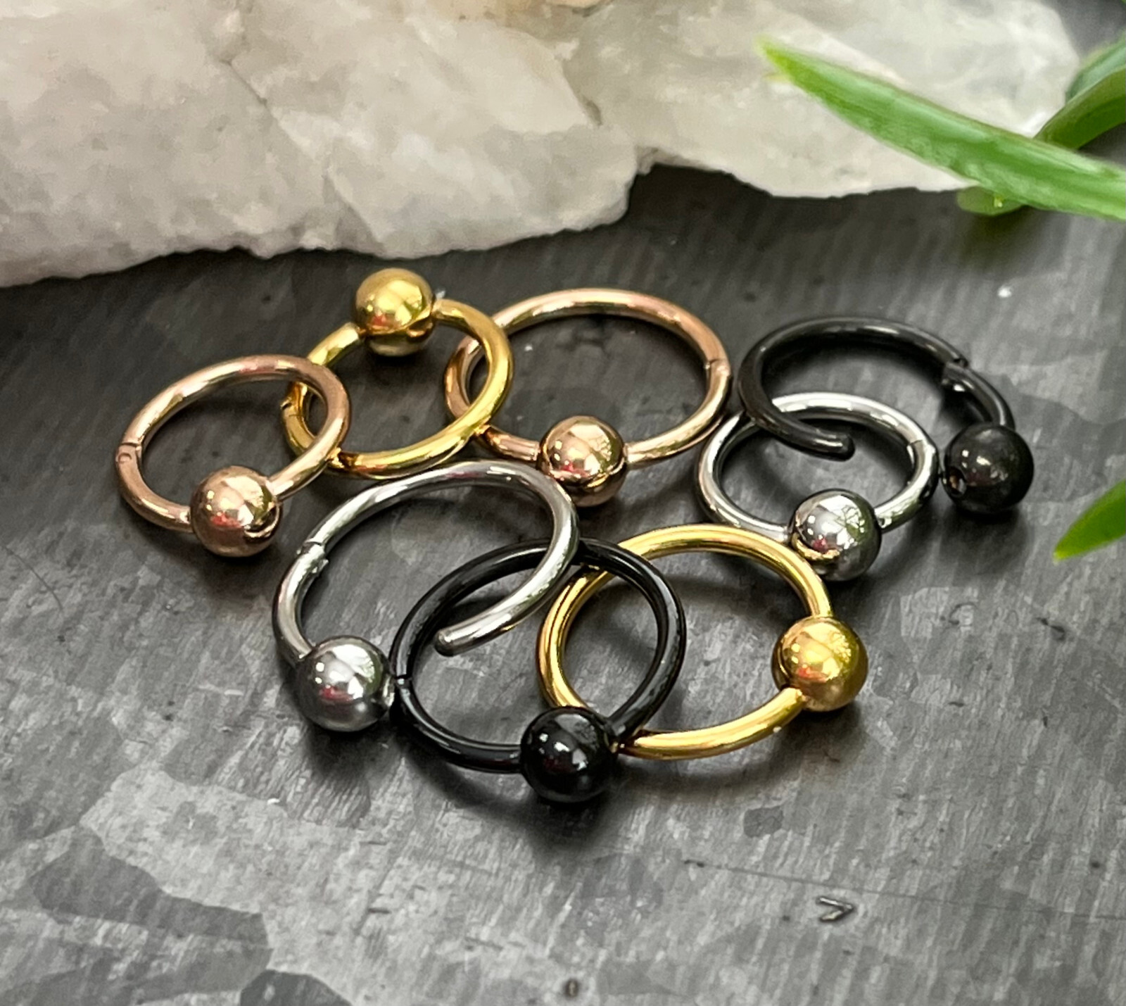 1pc Hinged Segment Captive Bead Ring Septum Helix Ear