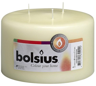 BOLSIUS 3 Wick Pillar XXL-Ivory-Long Burning Time of 50 Hours-Extra Large-Hou...