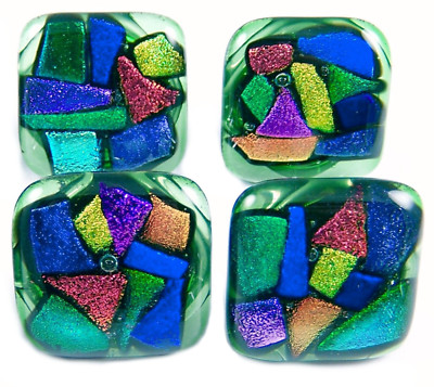 DICHROIC Glass Cabinet Knobs Drawer Pulls Mosaic Shards Kitchen Bathroom Custom