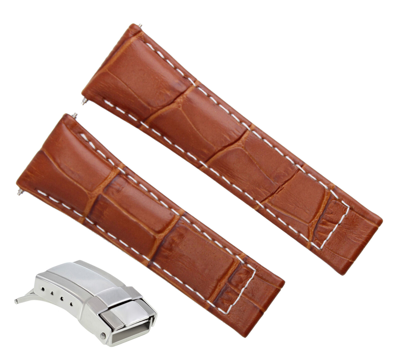 LEATHER STRAP BAND FOR TUDOR CHRONOGRAPH 79260P WATCH TAN WS REGULAR S/S CLASP