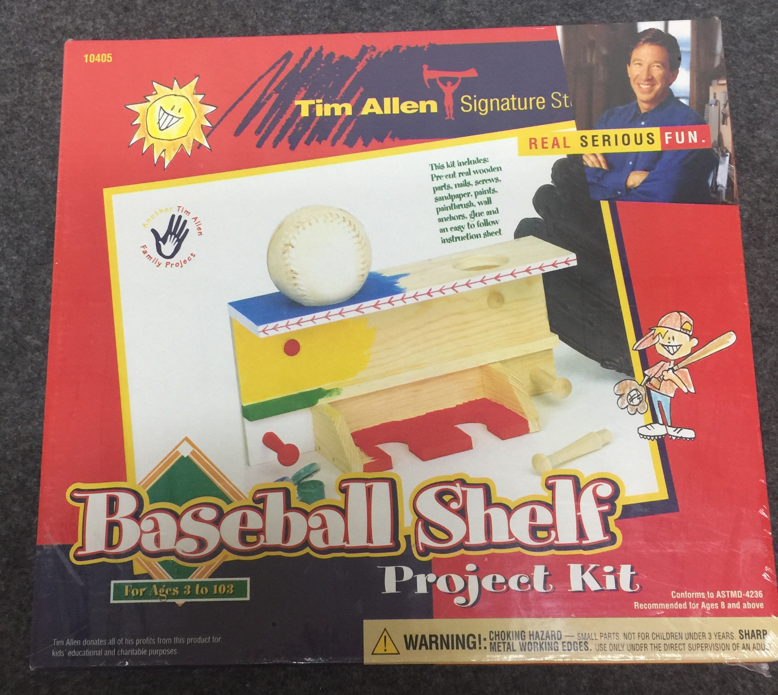Vintage Tim Allen's Tool Time Baseball Shelf Wooden Craft Kit Factory Sealed