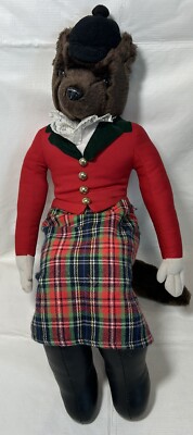 22  Mrs Fox Equestrian Fox Hunt Shelf Sitter Korea Plaid Skirt Hat