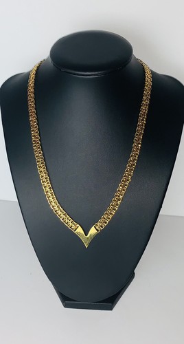 Vintage napier gold tone V Shaped necklace link chain Signed