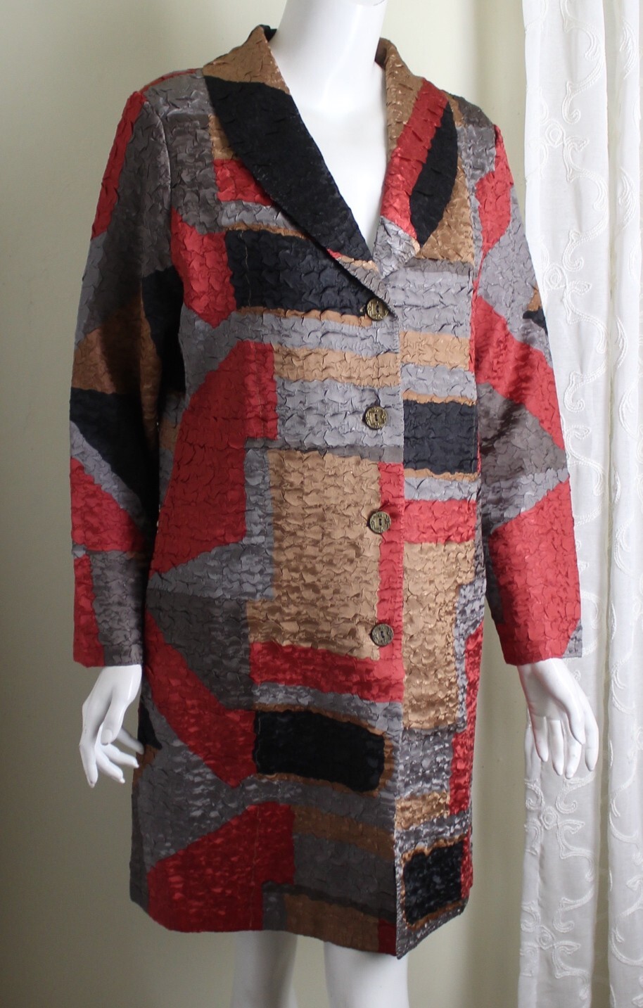 ジャケット・アウター arts&science shirt coat size 1 ABC Collection Sz S Modernist Op-Art Art-to-Wear Crinkle