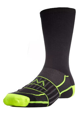 Mission Men's Vaporactive Crew Socks, Made in USA, 6 PAIR Black and Green