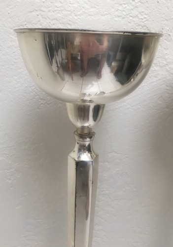 Pair of Wedding Flower Stands Silver Plate Bowl Altar Candle Holder 30”