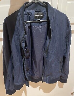 Country Road Men Casual Jacket Coat Size S Navy Blue Zip Free Post VGC