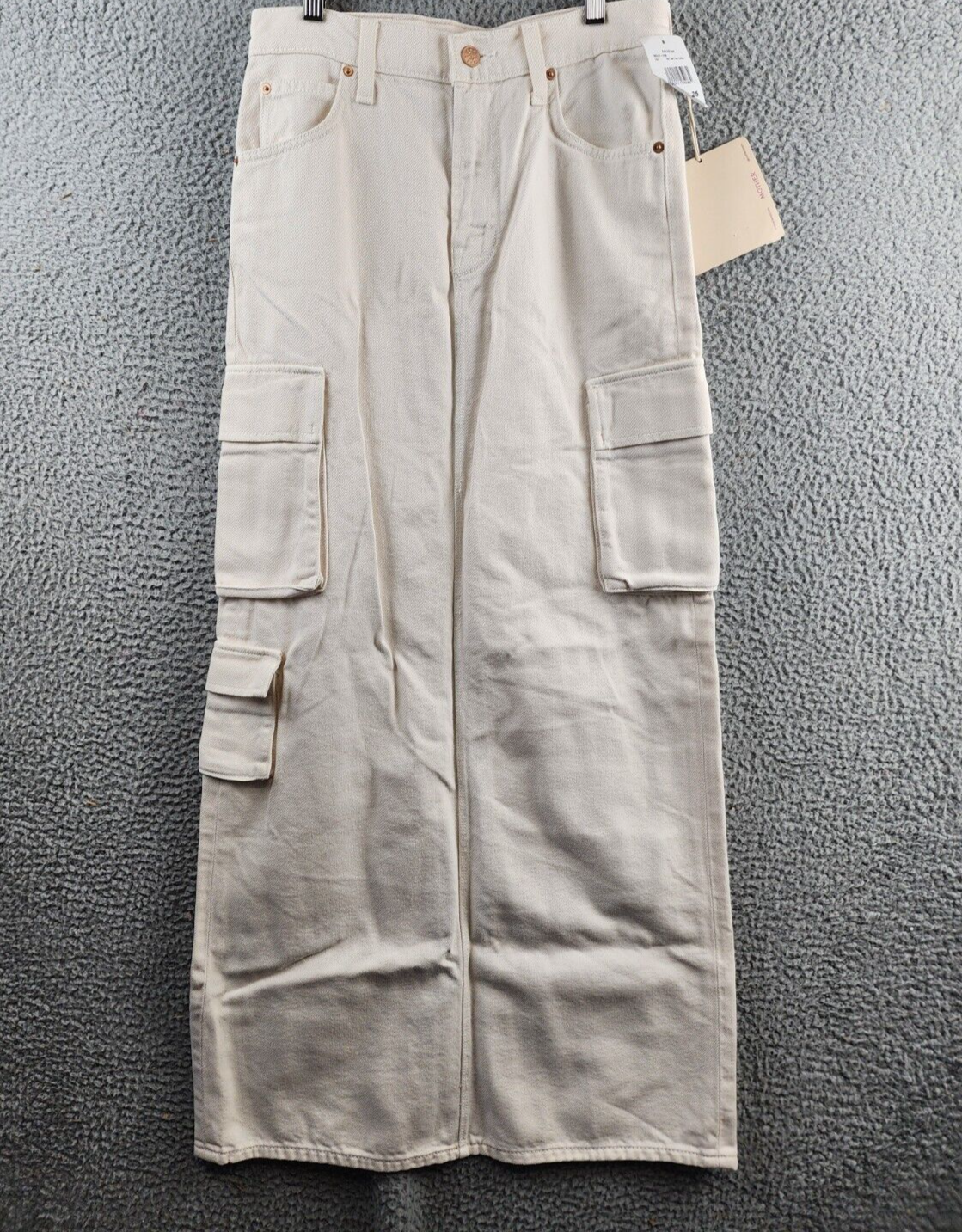 MOTHER The Fun Dip Cargo Maxi Skirt Women's 25 Natural Slit Button Zip Closure - Picture 2 of 15